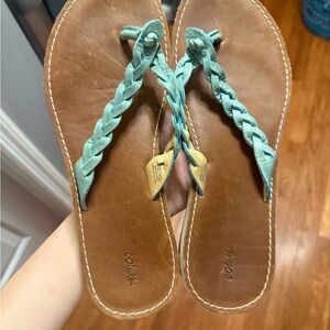 OluKai Brown and Blue Sandals with Braided Straps